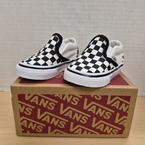 Vans Toddler Size 2T White/Black Checkerboard Classic Slip-on Shoes